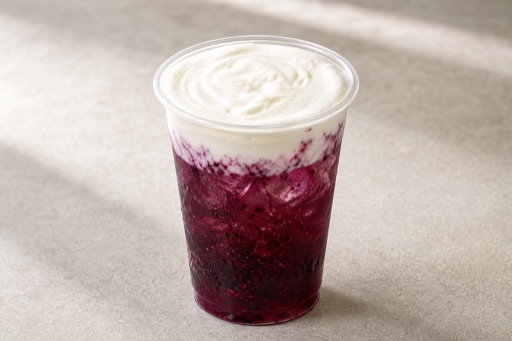Photorealistic mulberry cheese foam tea P04 food image by VDAMO