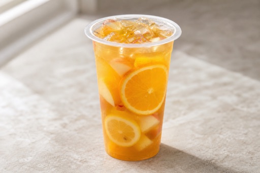 Photorealistic orange lemon white peach oolong tea P02 food image by VDAMO