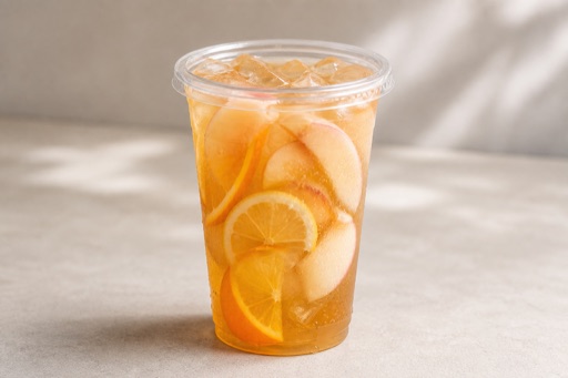 Photorealistic orange lemon white peach oolong tea P07 food image by VDAMO