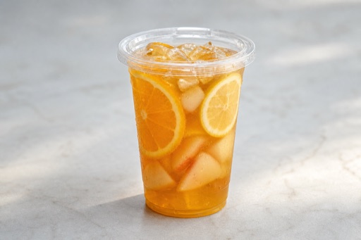 Photorealistic orange lemon white peach oolong tea P08 food image by VDAMO