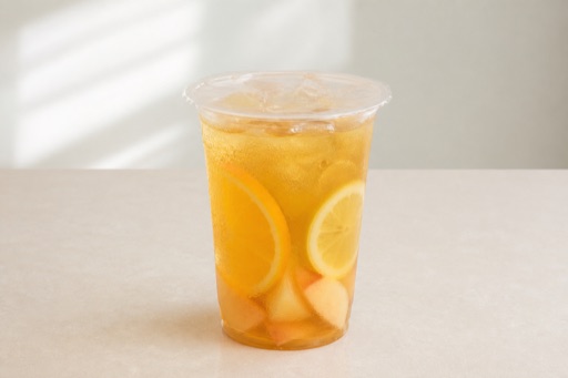 Photorealistic orange lemon white peach oolong tea P09 food image by VDAMO