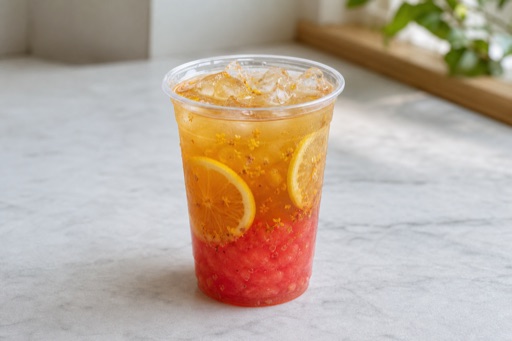 Photorealistic watermelon osmanthus oolong lemon tea P10 food image by VDAMO