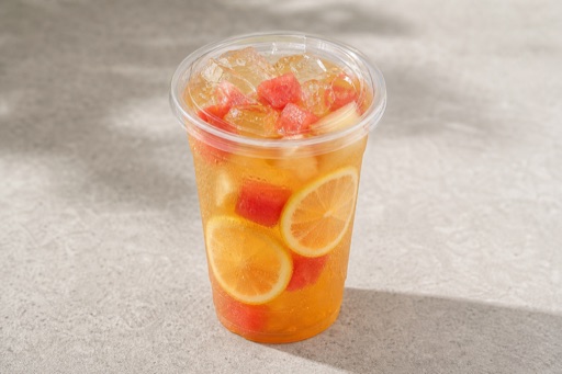 Photorealistic watermelon white peach oolong lemon tea P01 food image by VDAMO