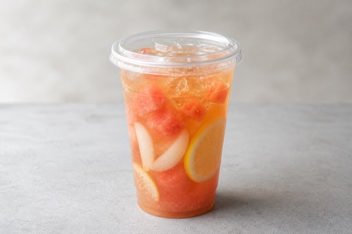 Photorealistic watermelon white peach oolong lemon tea P04 food image by VDAMO