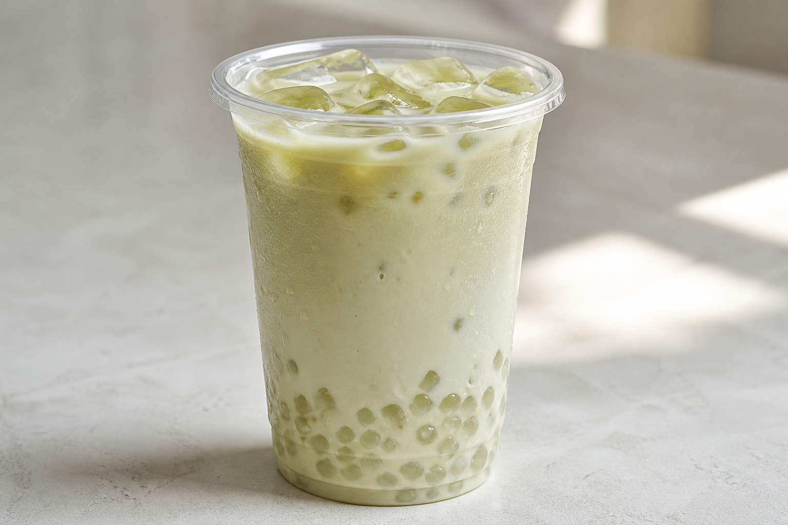 agar pearls jasmine milk green tea P06 — China dish