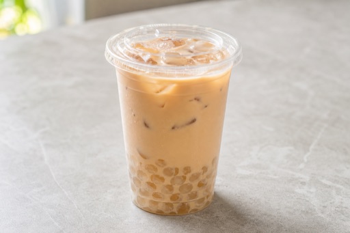 Photorealistic agar pearls oolong milk tea P05 food image by VDAMO