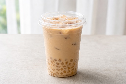 Photorealistic agar pearls oolong milk tea P08 food image by VDAMO