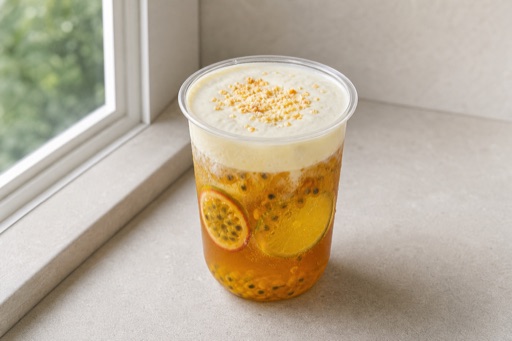 passion fruit osmanthus oolong cheese foam tea P04 — China dish