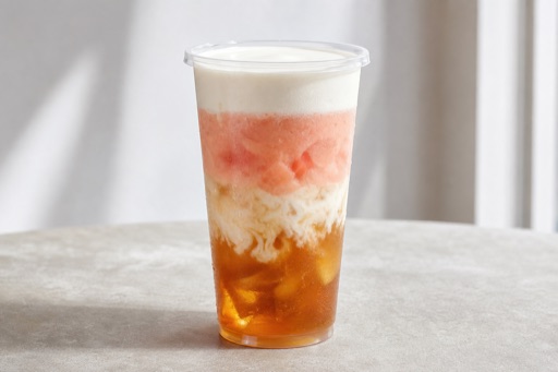 peach pu er tea cheese foam tea P07 — China dish