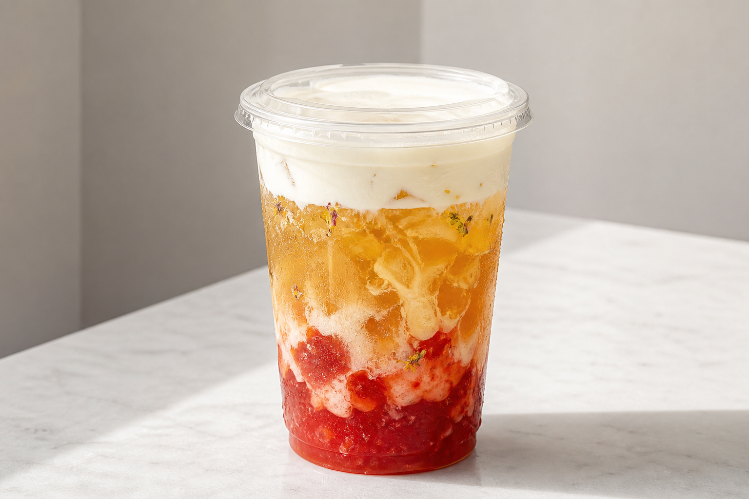 strawberry osmanthus oolong cheese foam tea P06 — China dish