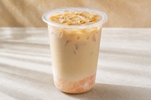 Photorealistic white peach oolong tea milk tea P02 food image by VDAMO
