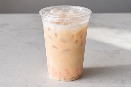 Photorealistic white peach oolong tea milk tea P10 food image by VDAMO