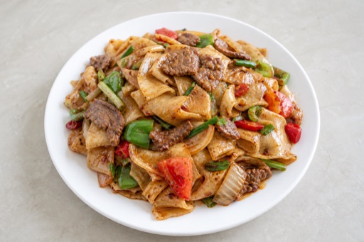 Photorealistic Northwest Chinese beef fried noodle sheets P01 food image by VDAMO