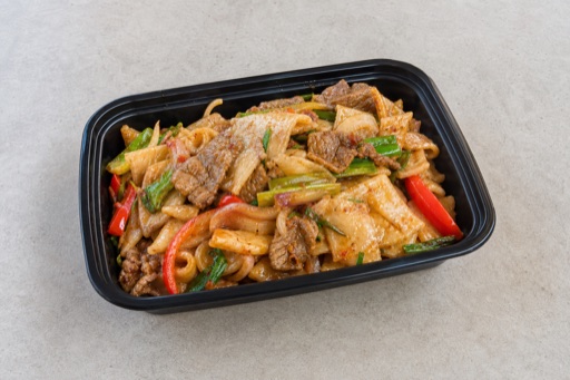 Photorealistic Northwest Chinese beef fried noodle sheets P06 food image by VDAMO