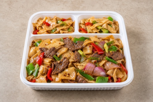 Photorealistic Northwest Chinese beef fried noodle sheets P08 food image by VDAMO