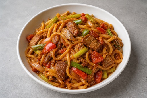 Signature Northwest Chinese Xinjiang laghman noodles — China dish