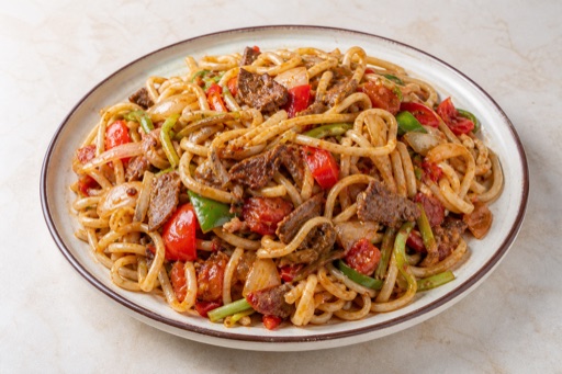 Signature Northwest Chinese Xinjiang laghman noodles — China dish