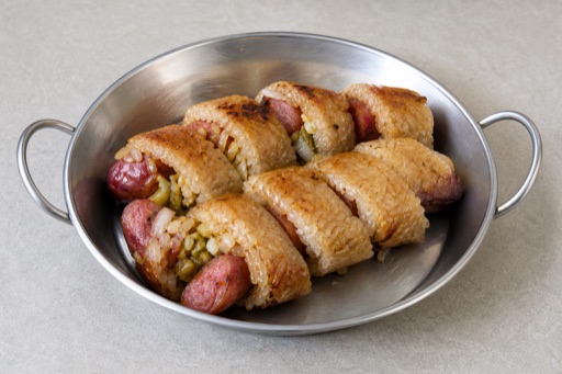 Photorealistic Taiwanese sausage wrapped in sticky rice P05 food image by VDAMO