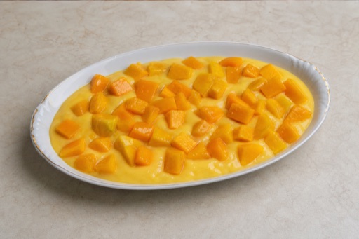 Photorealistic CZ Mango pudding cup dessert P03 food image by VDAMO