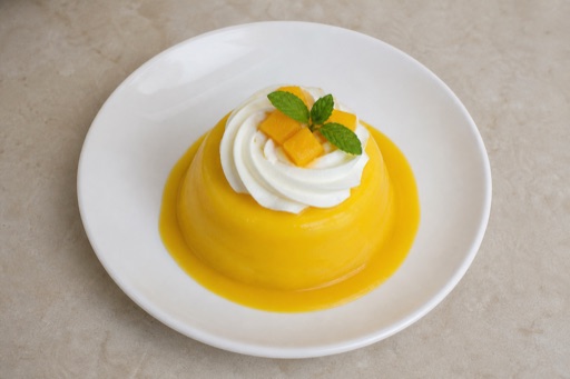 Photorealistic CZ Mango pudding cup dessert P09 food image by VDAMO
