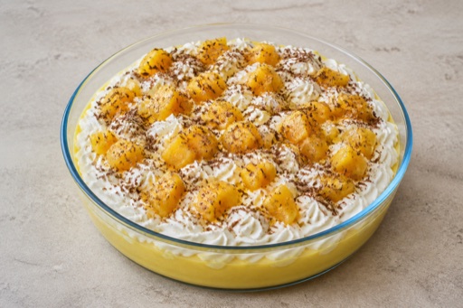 Photorealistic CZ Mango pudding cup dessert P10 food image by VDAMO