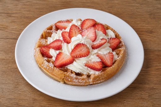 CZ Strawberry cream waffle dessert menu photo, Czechia menu images by VDAMO