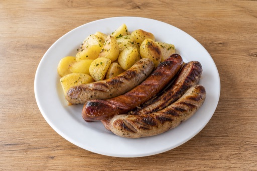 CZ Grilled sausage meal eastern-european menu photo, Czechia menu images by VDAMO