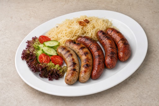 CZ Grilled sausage meal eastern-european P03 — Czechia dish