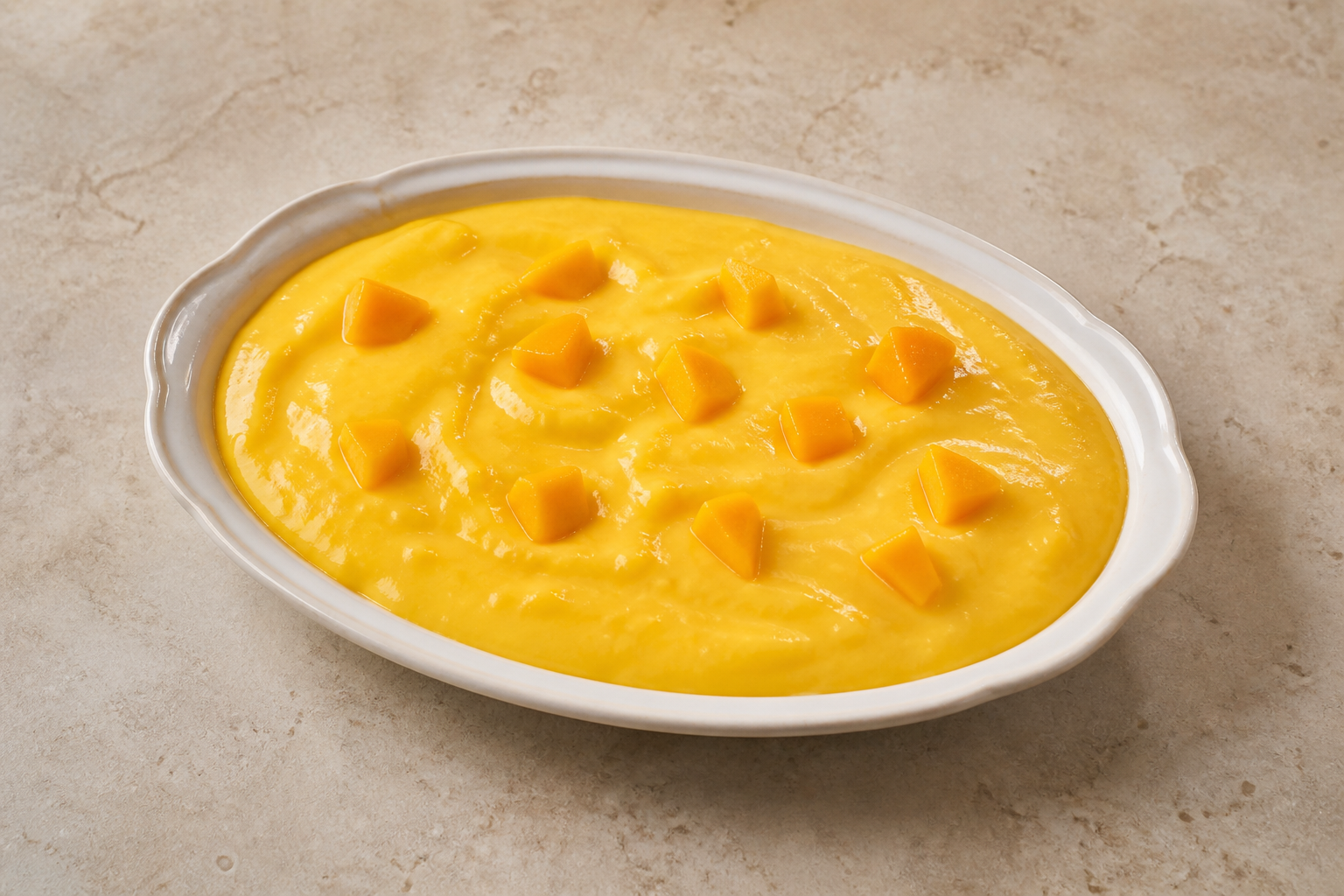Photorealistic DE Mango pudding cup dessert P03 food image by VDAMO