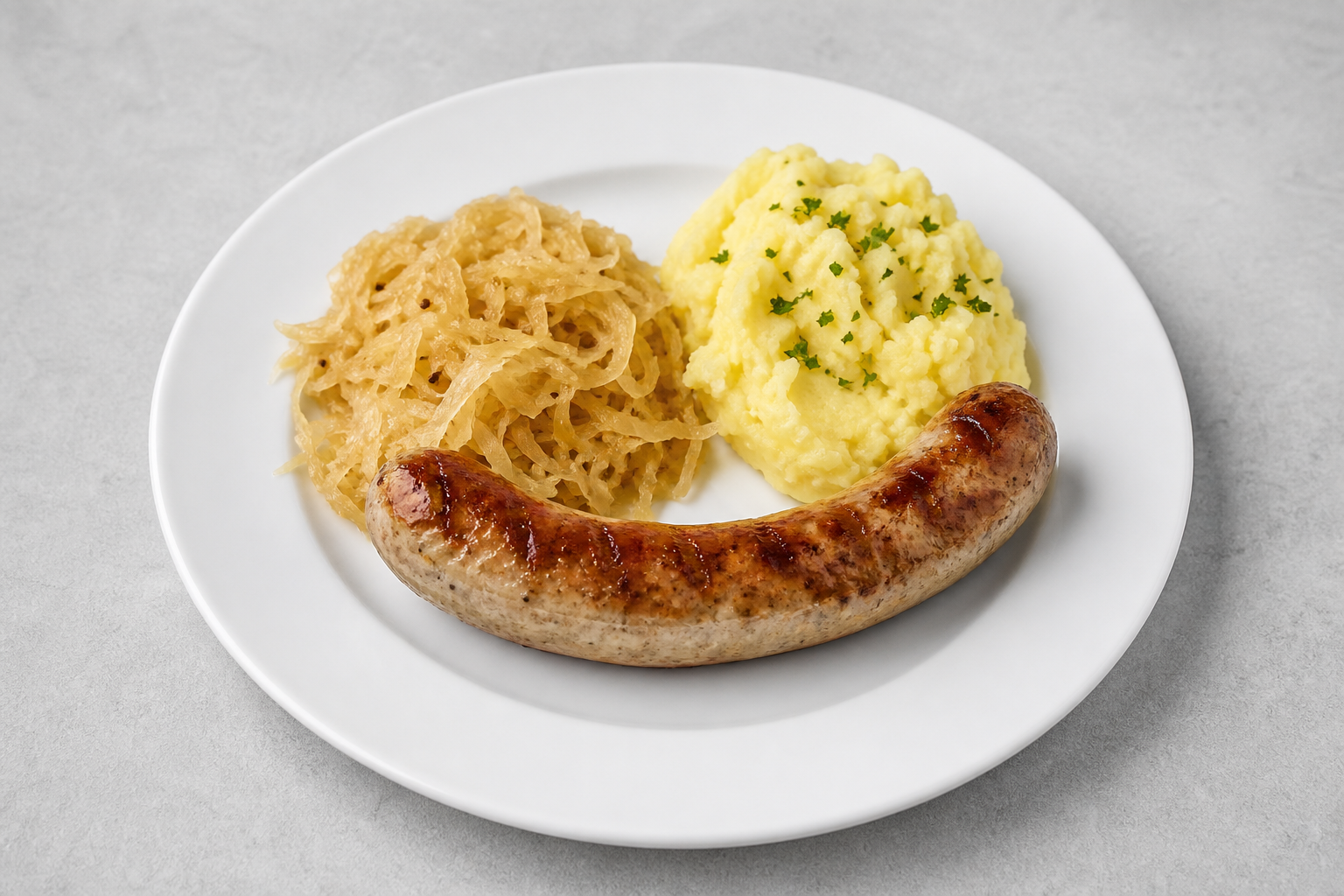 Photorealistic Bratwurst plate P07 food image by VDAMO