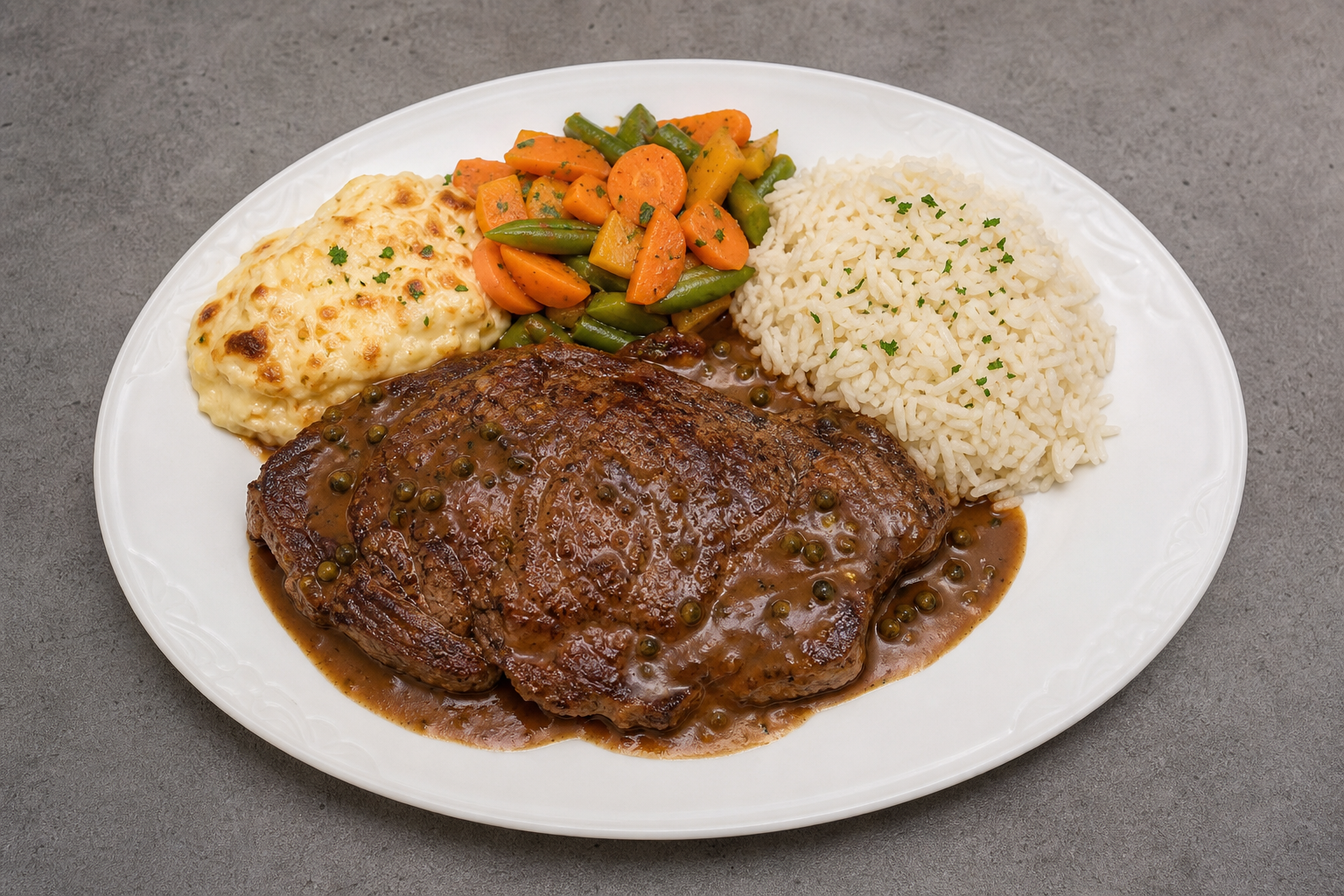 Photorealistic DE Beef steak plate western P03 food image by VDAMO