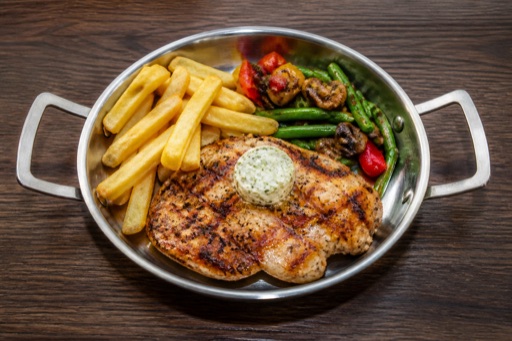 Photorealistic DE Grilled chicken steak western P05 food image by VDAMO