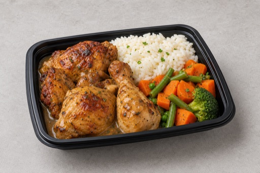 Photorealistic DE Roast chicken meal western P06 food image by VDAMO