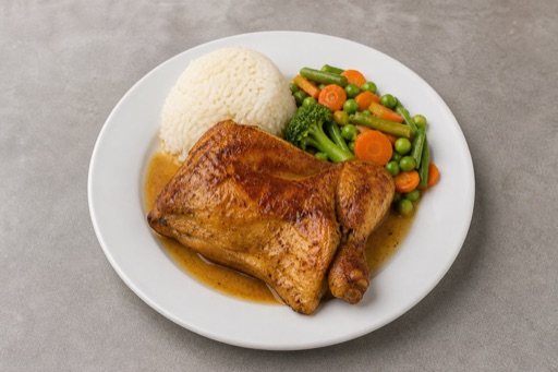 Photorealistic DE Roast chicken meal western P09 food image by VDAMO