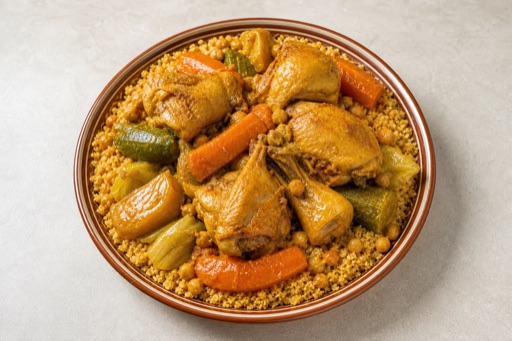 Photorealistic DZ Chicken couscous bowl north-african P10 food image by VDAMO