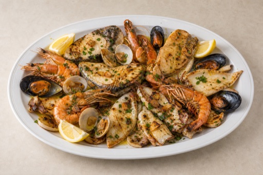 Photorealistic ES Mixed seafood platter seafood P03 food image by VDAMO