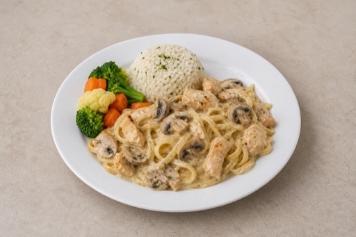ES Creamy mushroom pasta western P09 — Spain dish
