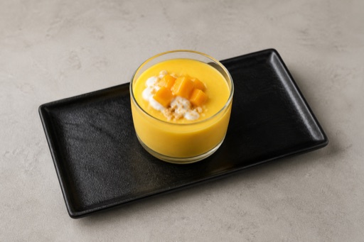 Photorealistic FI Mango pudding cup dessert P02 food image by VDAMO