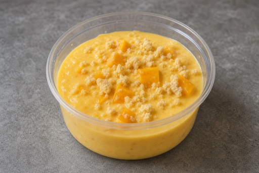 Photorealistic FI Mango pudding cup dessert P07 food image by VDAMO