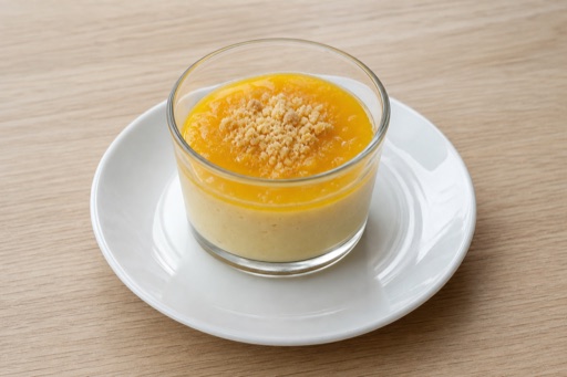 Photorealistic FI Mango pudding cup dessert P09 food image by VDAMO