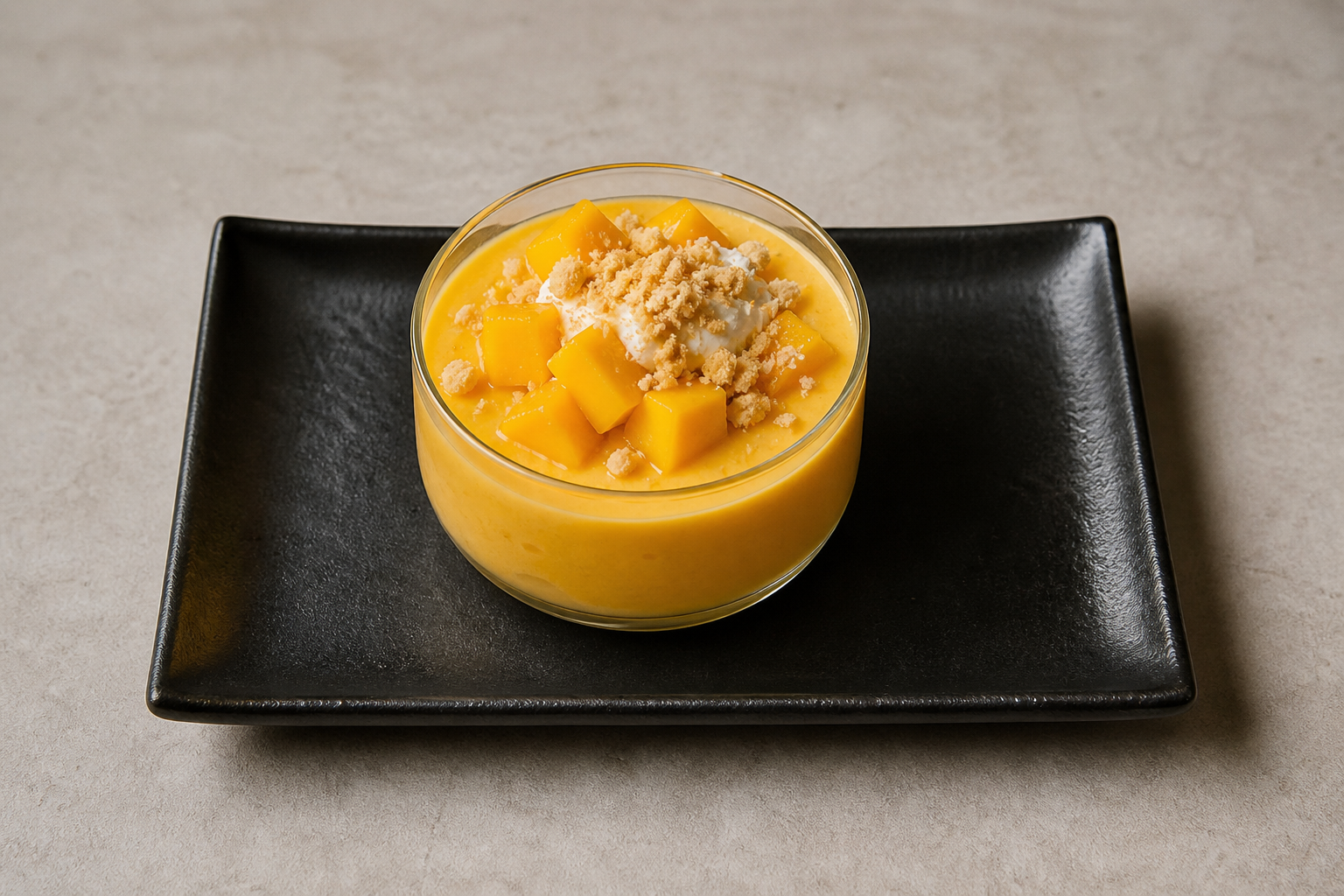Photorealistic GB Mango pudding cup dessert P02 food image by VDAMO