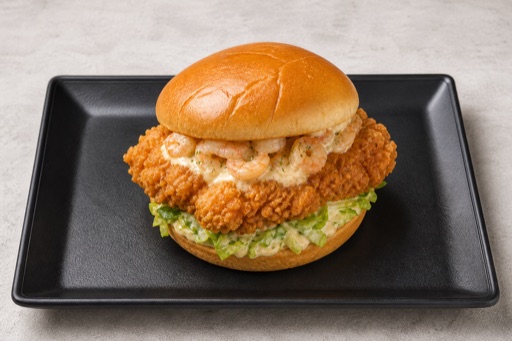 Photorealistic GB Crispy chicken burger fast-food P02 food image by VDAMO