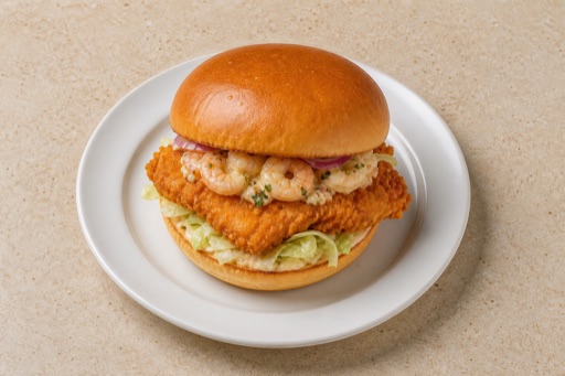 Photorealistic GB Crispy chicken burger fast-food P09 food image by VDAMO
