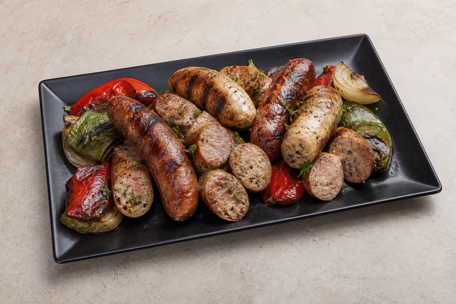 GR Grilled sausage plate barbecue P02 — Greece dish