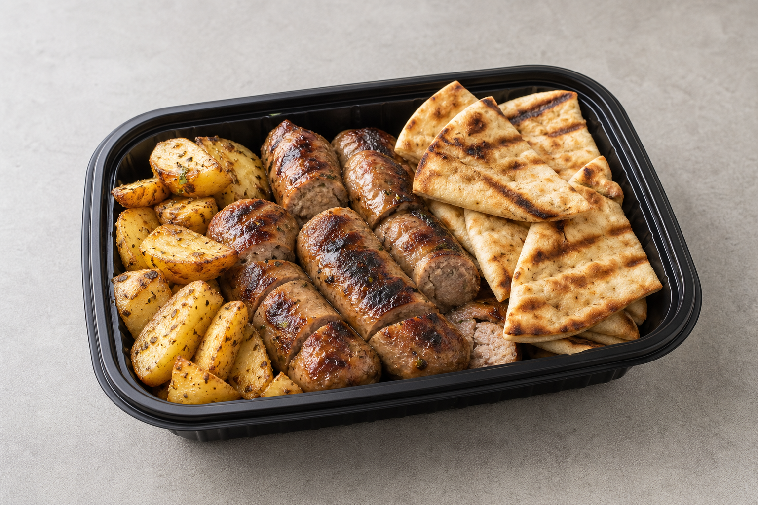 GR Grilled sausage plate barbecue P06 — Greece dish
