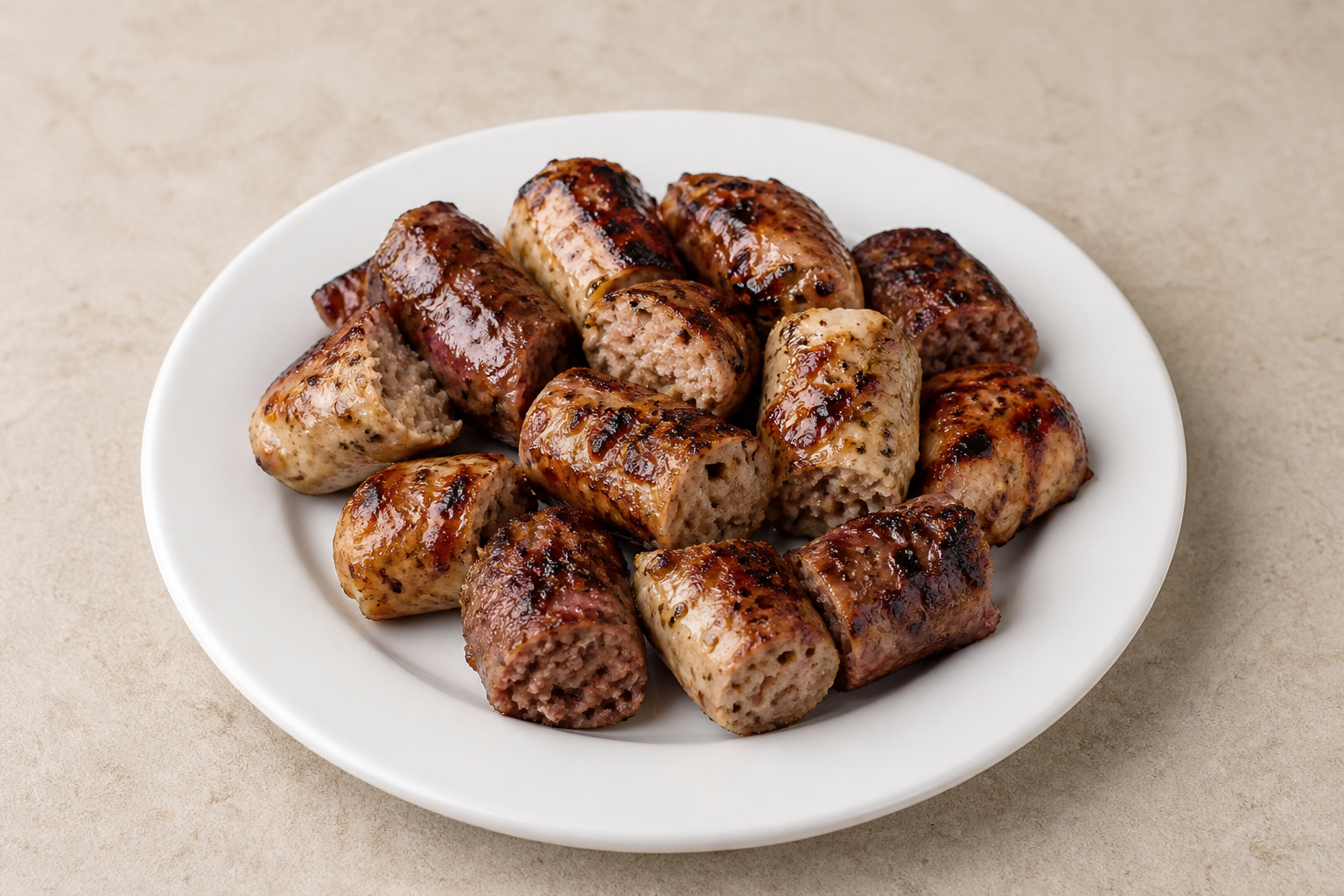 GR Grilled sausage plate barbecue P09 — Greece dish