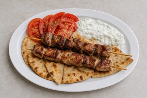 Photorealistic Pork souvlaki P03 food image by VDAMO