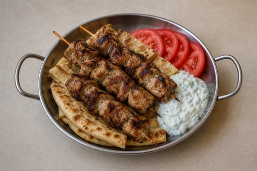 Photorealistic Pork souvlaki P05 food image by VDAMO