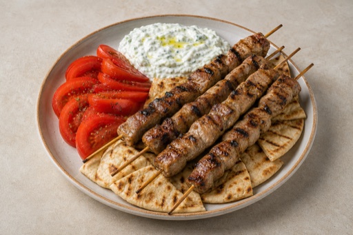 Photorealistic Pork souvlaki P10 food image by VDAMO