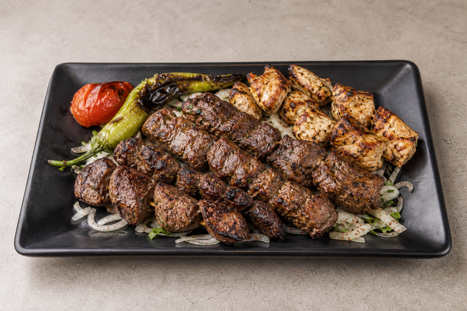 GR Smoky beef kebab plate barbecue P02 — Greece dish